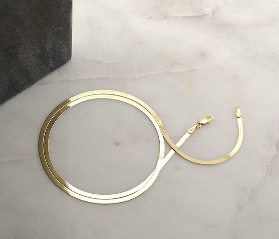 Złoty łańcuszek 585 taśma, żmijka 