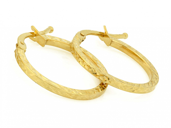 Kolczyki złote koła zdobione 19mm