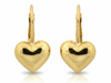 Złote kolczyki angielskie z błyszczącym sercem