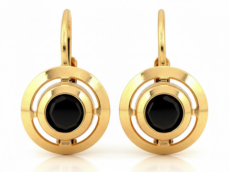 Złote kolczyki angielskie z onyksem