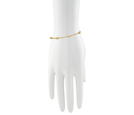Złota bransoletka 925 z diamentowanymi kuleczkami - 16,5 - 19,5 cm