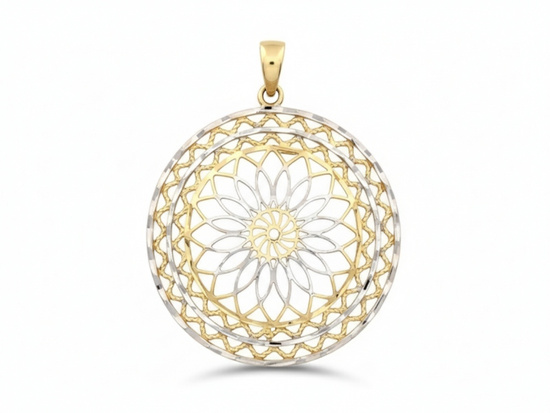 Zawieszka złota okrągła ażurowa duża