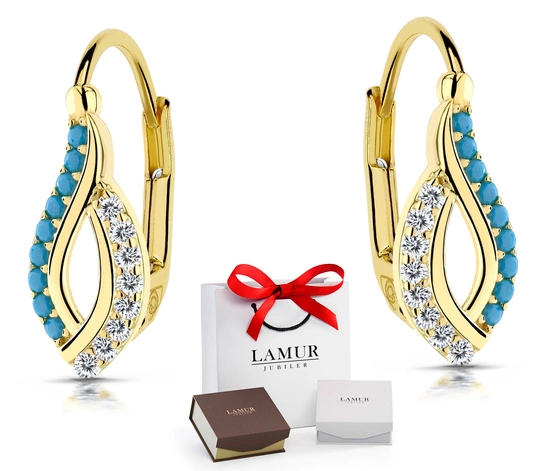 Złote kolczyki 585 z cyrkoniami - klasyczne