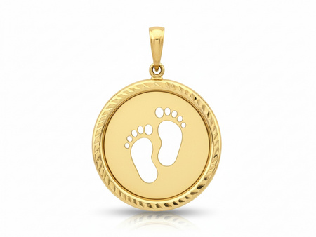 Zawieszka złota okrągła ze stópkami dla mamy