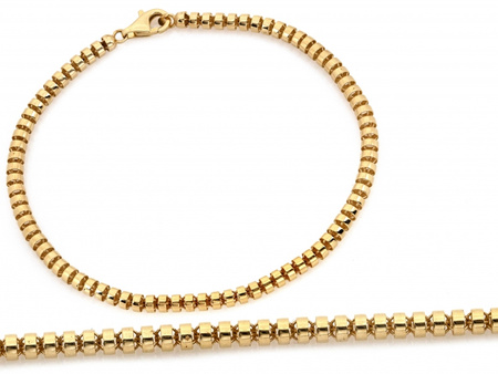 Złota bransoletka z walcowatych elementów