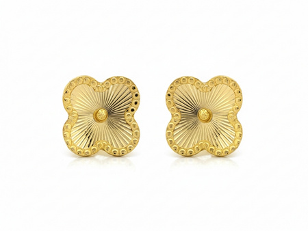 Kolczyki złote kwiatek koniczynka na sztyfcie
