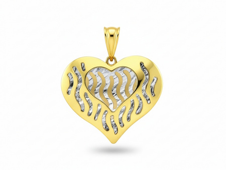 Złota zawieszka serduszko dwukolorowe