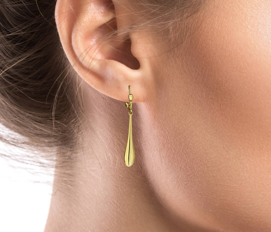 Złote kolczyki 375 - wiszące krople