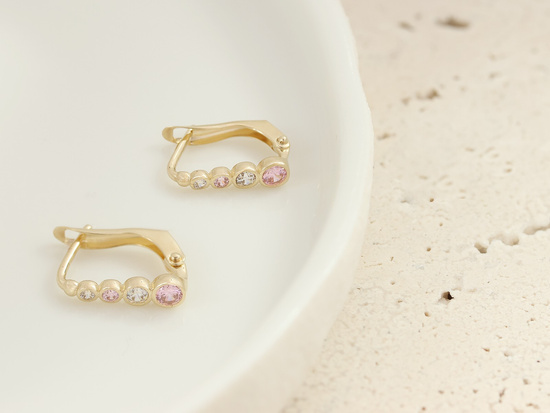 Kolczyki złote subtelne z cyrkoniami angielskie