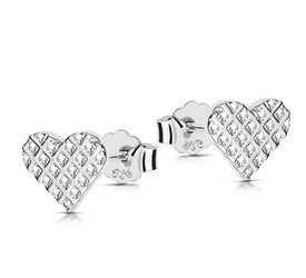 Srebrne kolczyki 925 z diamentowymi cyrkoniami - serce, serca