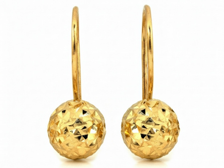 Kolczyki złote półkule na biglu diamentowane