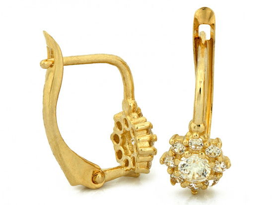 Kolczyki złote kwiatki z cyrkoniami angielskie