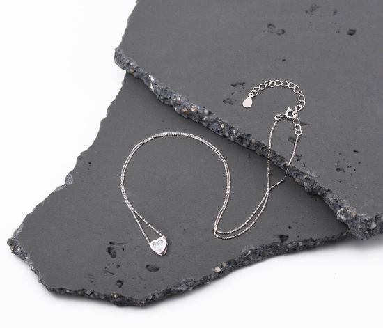 Naszyjnik srebrny 925 z diamentową cyrkonią - serce