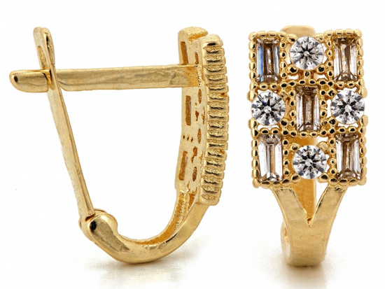 Kolczyki złote angielskie z cyrkoniami idealne dla dziewczynki