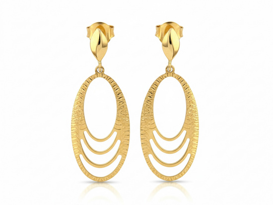 Kolczyki złote owalne wiszące ażurowe