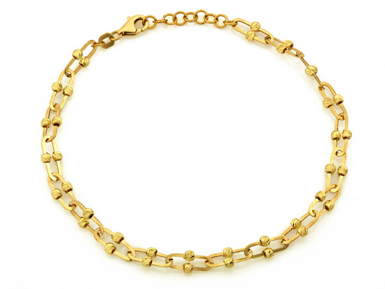 Bransoletka złota owalne ogniwa z kuleczkami