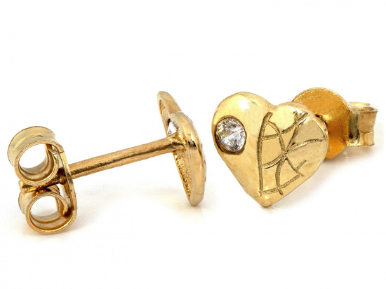 Kolczyki złote małe serce na sztyfcie