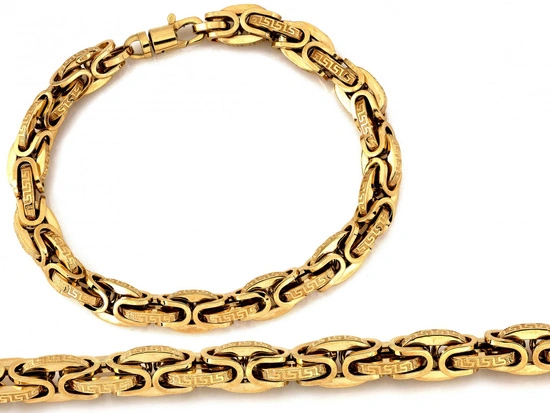 Gruba złota bransoleta z greckim wzorem