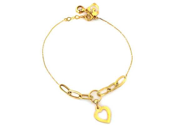 Bransoletka złota modna z wiszącym sercem