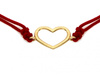 Bransoletka złote serce na czerwonym sznurku
