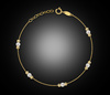 Złota bransoletka 585 z perłami i diamentowanymi kuleczki - 17 - 19 cm