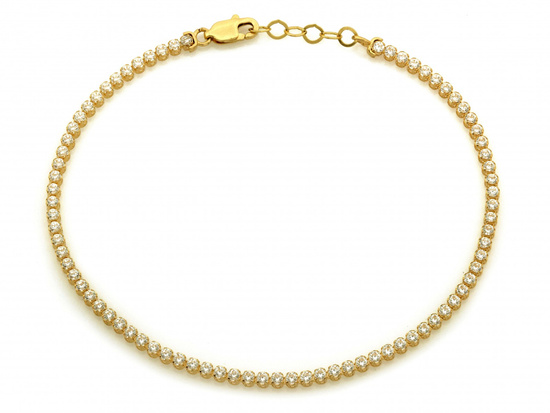 Złota bransoletka tenisowa z cyrkoniami