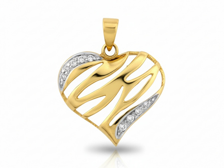 Zawieszka złota serce z cyrkoniami