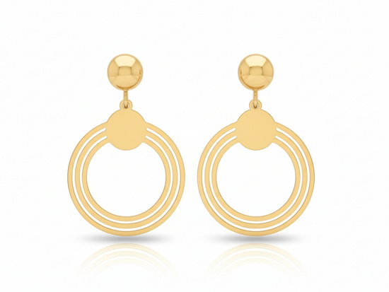 Kolczyki złote wiszące na sztyfcie