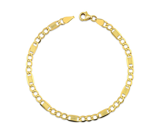 Złota bransoletka 585 figaro z blaszkami