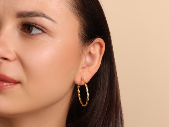 Kolczyki złote skręcone koła 35mm