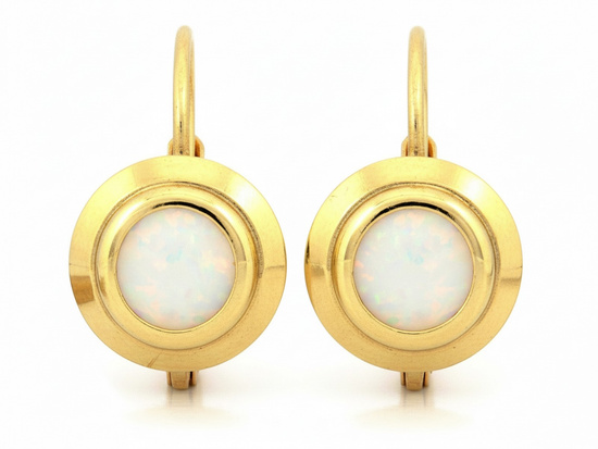 Kolczyki złote angielskie z opalem
