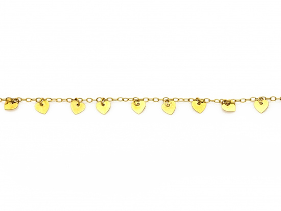 Bransoletka złota łańcuszkowa z wiszącymi sercami