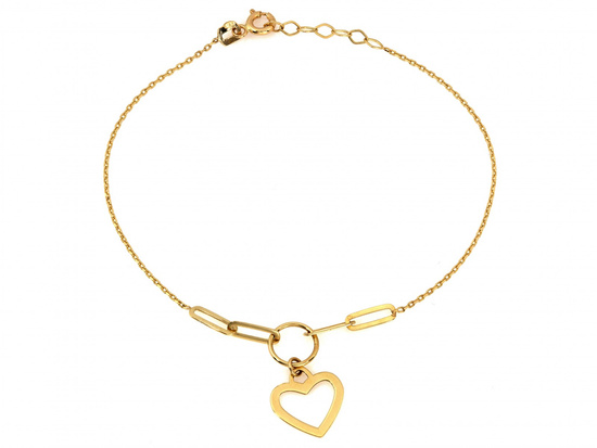 Złota bransoletka modna z wiszącym sercem