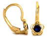 Złote kolczyki angielskie z niebieskim kamieniem