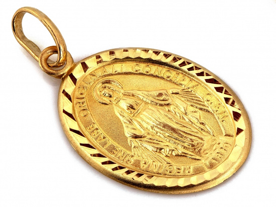Medalik złoty owalny Niepokalana