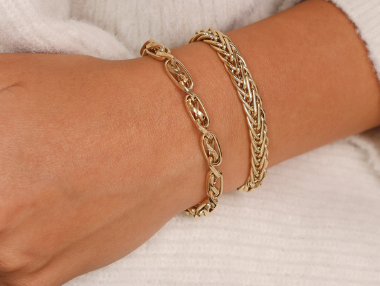 Złota bransoletka gruba przeplatana masywna