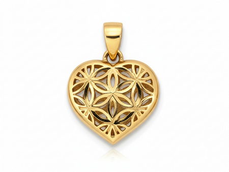 Zawieszka złota delikatne serce błyszczące frezowane