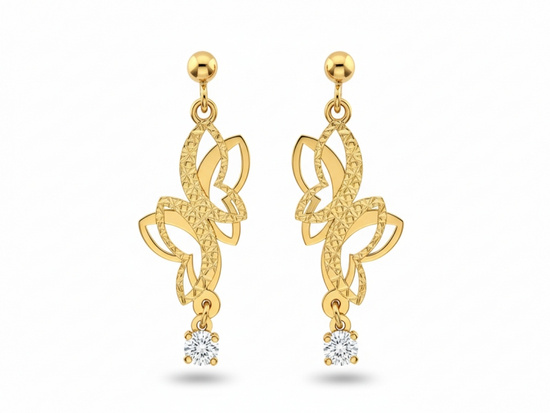 Złote kolczyki długie na sztyfcie oryginalne błyszczące sztywne