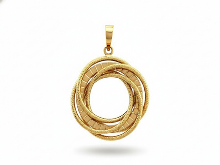 Złota zawieszka splot z kilku obręczy efektowna