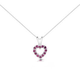 Naszyjnik srebrny 925 z  naturalnymi rodolitami - serce