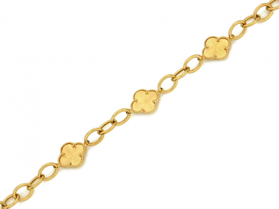 Gruba złota bransoletka duże ogniwa modne kwiaty frezowane