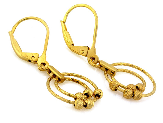 Złote kolczyki angielskie z kółkami i kulkami