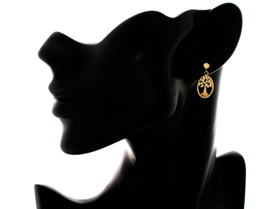 Kolczyki złote wiszące z drzewem