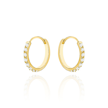 Złote kolczyki kółeczka 585 minimalistyczne z cyrkoniami