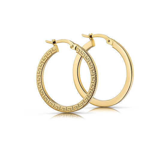 Złote kolczyki 585 koła z greckim wzorem 