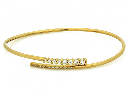 Bransoletka złota sztywna bangle z cyrkoniami