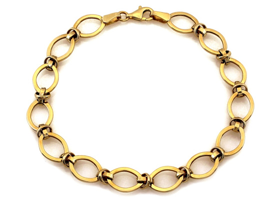 Bransoletka złota modna na czasie z dużych ogniw