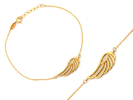 Złota bransoletka celebrytka ze skrzydłem