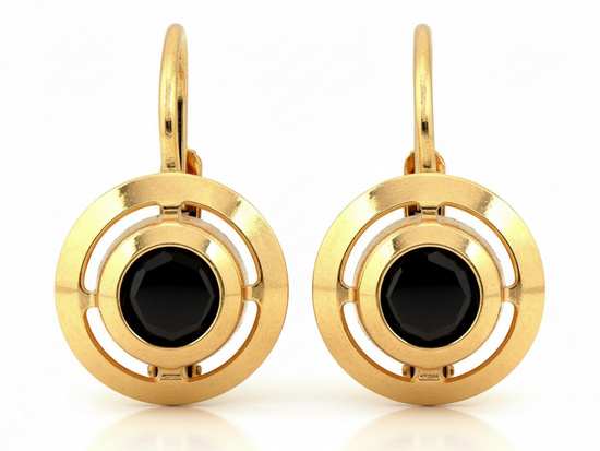 Złote kolczyki angielskie z onyksem