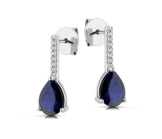 Srebrne kolczyki 925 z naturalnymi szafirami i diamentowymi cyrkoniami
